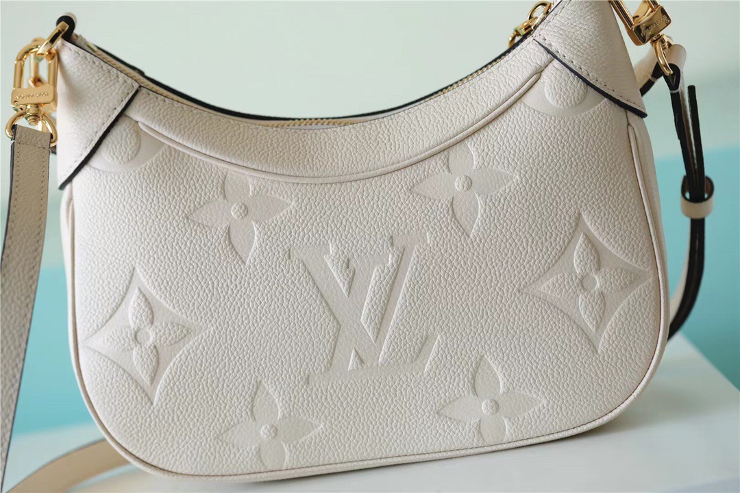 Louis Vuitton Bagatelle Monogram Empreinte Creme Beige For Women, Women’s Handbags, Shoulder And Crossbody Bags 22cm/8.7in