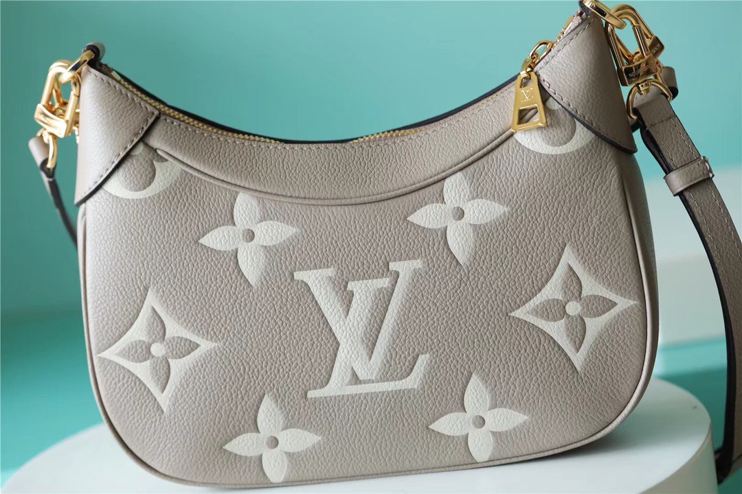 Louis Vuitton Bagatelle Monogram Empreinte Tourterelle Gray / Creme Beige For Women, Women’s Handbags, Shoulder And Crossbody Bags 22cm/8.7in