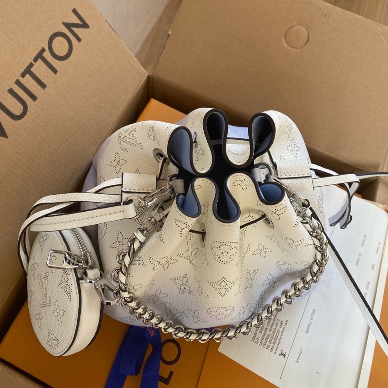 Louis Vuitton Bella Bucket Bag Light Blue For Women, Women’s Handbags, Shoulder And Crossbody Bags 7.5in/19cm