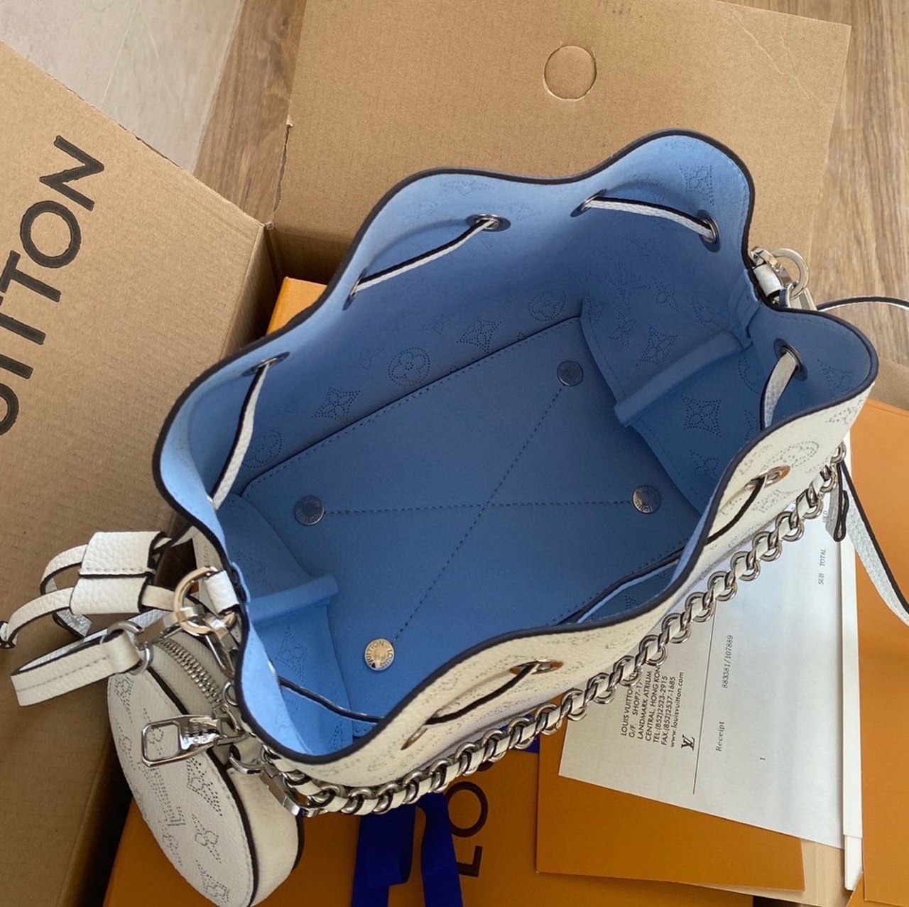 Louis Vuitton Bella Bucket Bag Light Blue For Women, Women’s Handbags, Shoulder And Crossbody Bags 7.5in/19cm