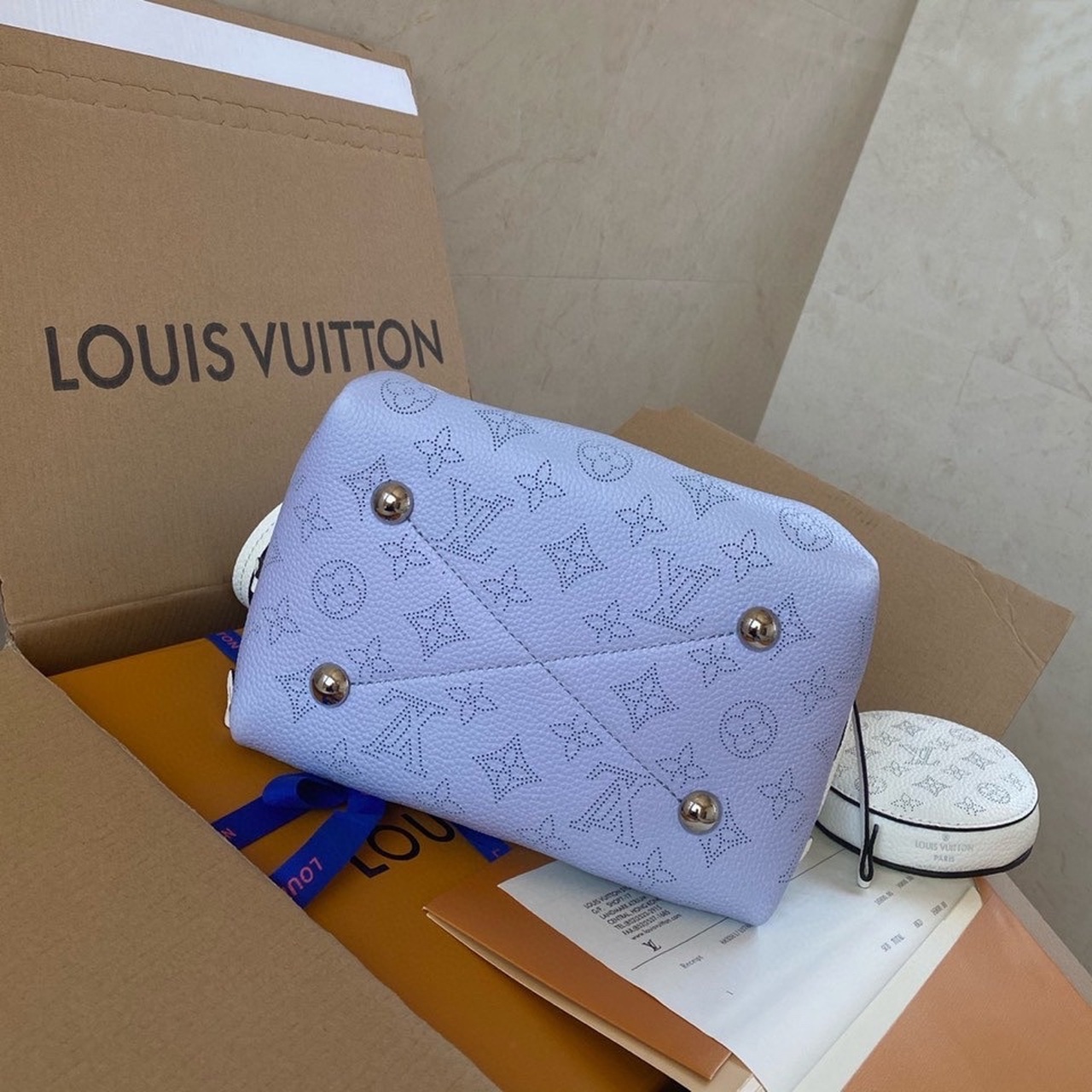 Louis Vuitton Bella Bucket Bag Light Blue For Women, Women’s Handbags, Shoulder And Crossbody Bags 7.5in/19cm