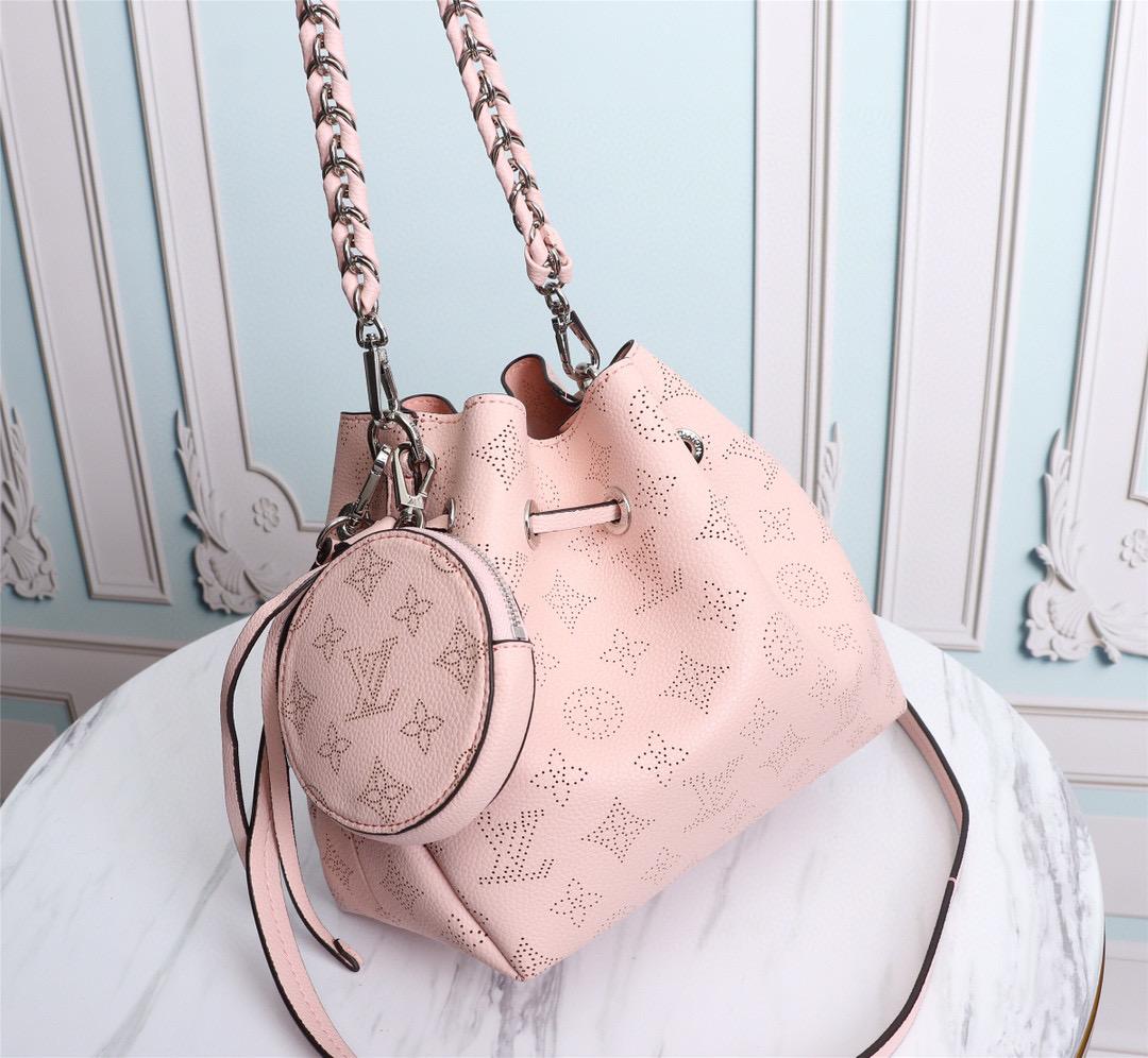 Louis Vuitton Bella Bucket Bag Mahina Magnolia Pink For Women, Women’s Handbags, Shoulder And Crossbody Bags 7.5in/22cm