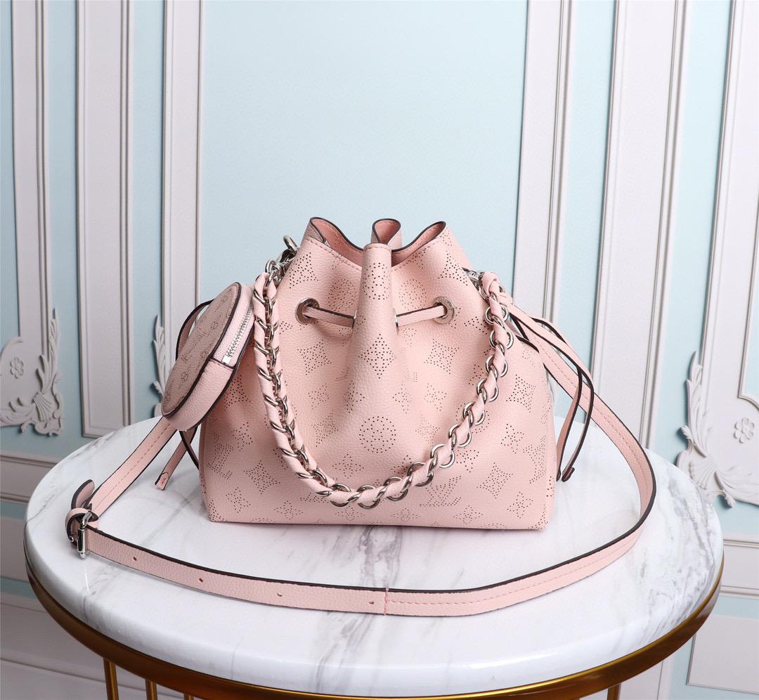 Louis Vuitton Bella Bucket Bag Mahina Magnolia Pink For Women, Women’s Handbags, Shoulder And Crossbody Bags 7.5in/22cm