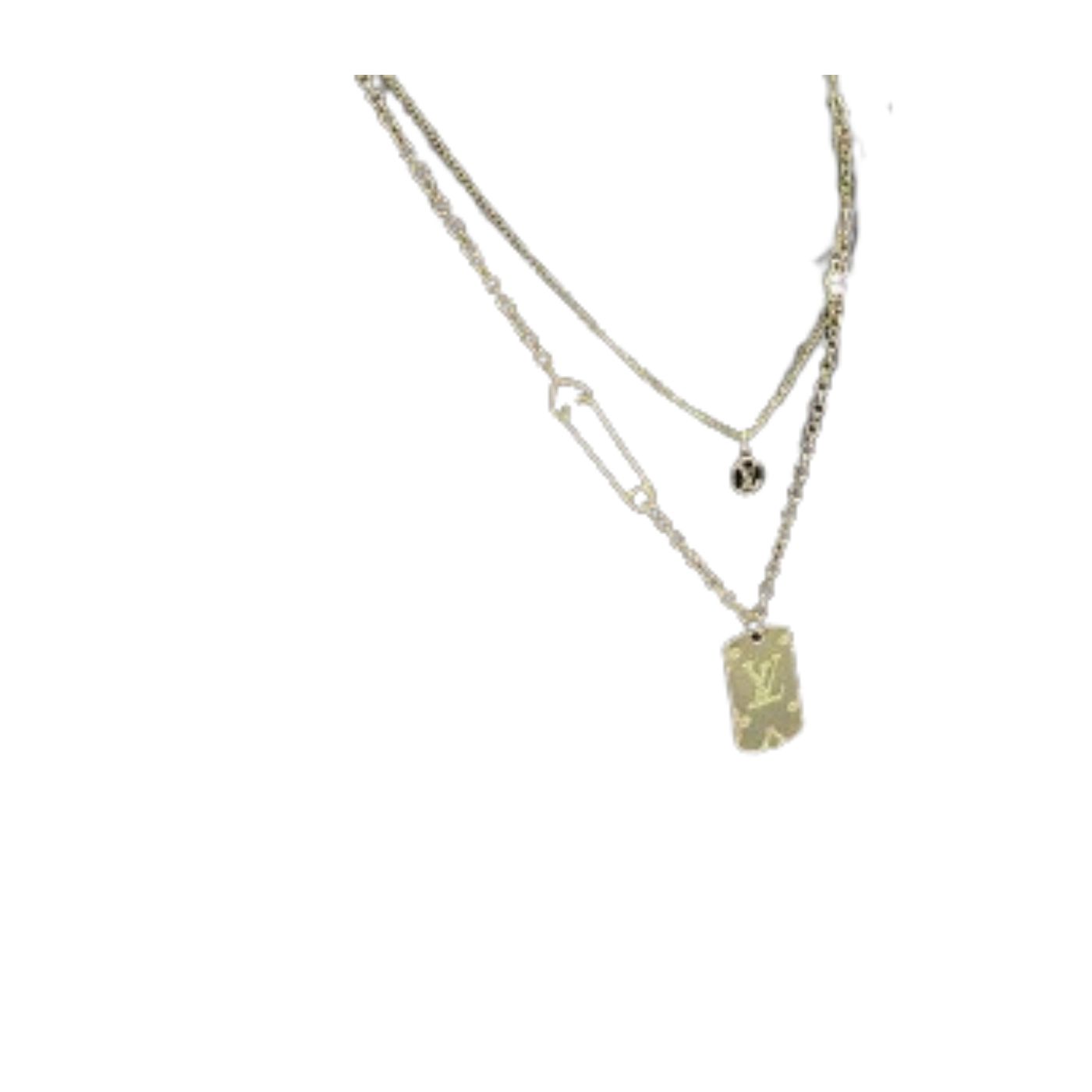 Louis Vuitton Big Tag LV Necklace Gold Tone For Women