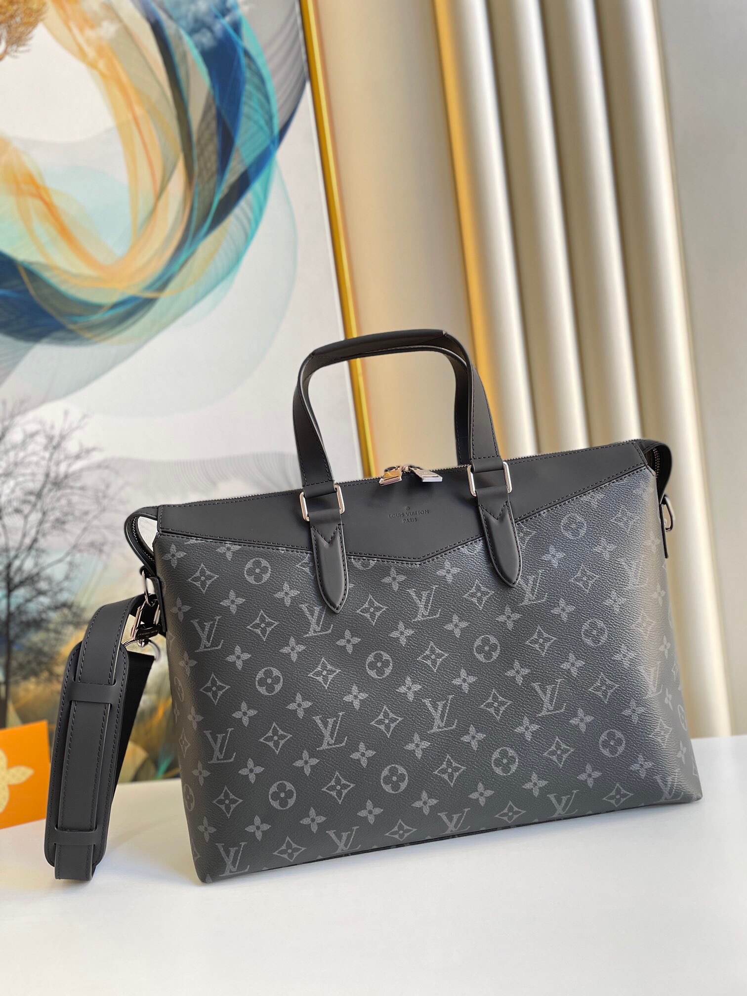 Louis Vuitton Briefcase Explorer Monogram Eclipse Canvas For Men, Men’s Bags, Shoulder And Crossbody Bags 15.4in/39cm
