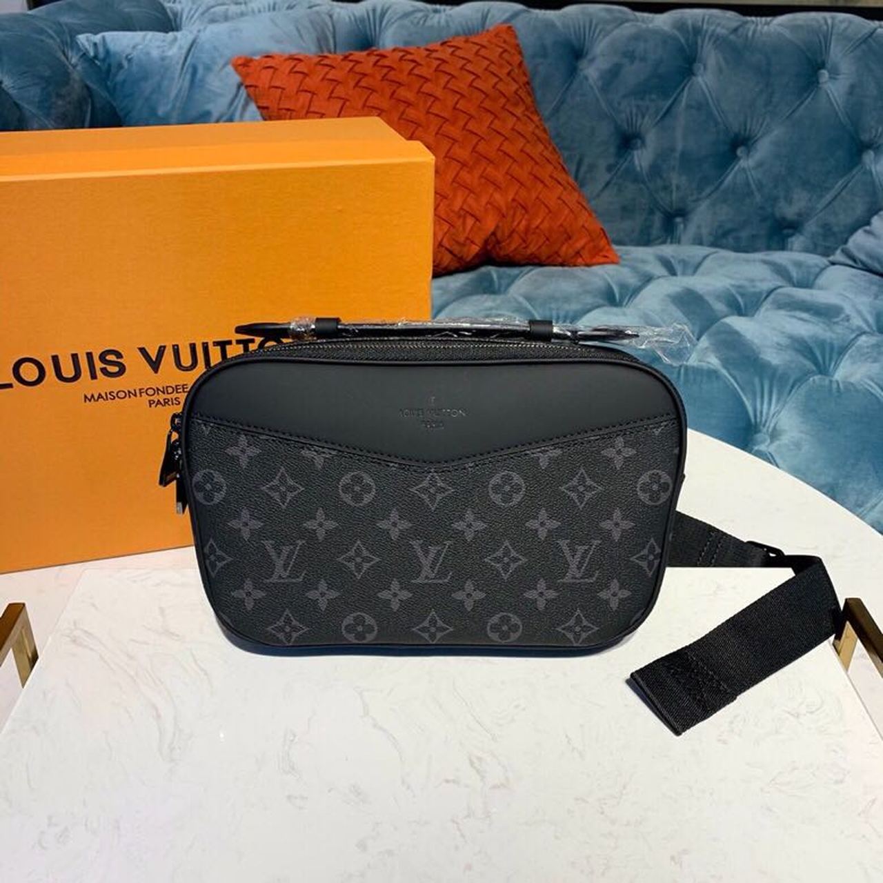Louis Vuitton Bumbag Monogram Eclipse Canvas For Men, Men’s Belt Bags 11in/28cm