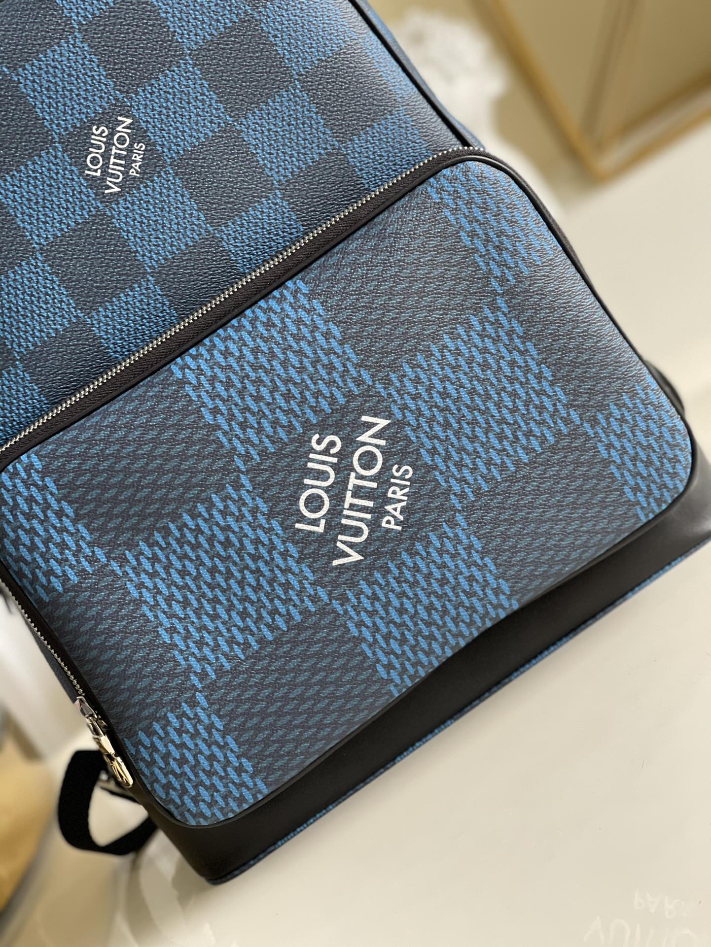 Louis Vuitton Campus Backpack Damier Graphite 3D Canvas Blue For Men, Men’s Bags 39cm