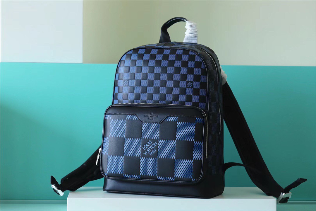 Louis Vuitton Campus Backpack Damier Infini 3D Navy Blue / Black For Men, Men’s Bags 39cm