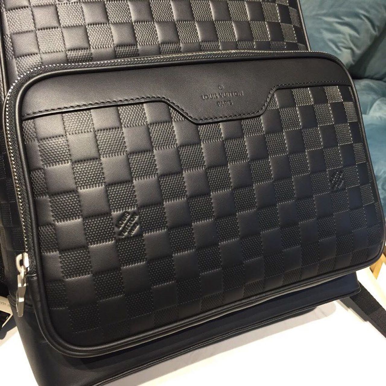 Louis Vuitton Campus Backpack Damier Infini Onyx Silver For Men, Men’s Bags 39cm