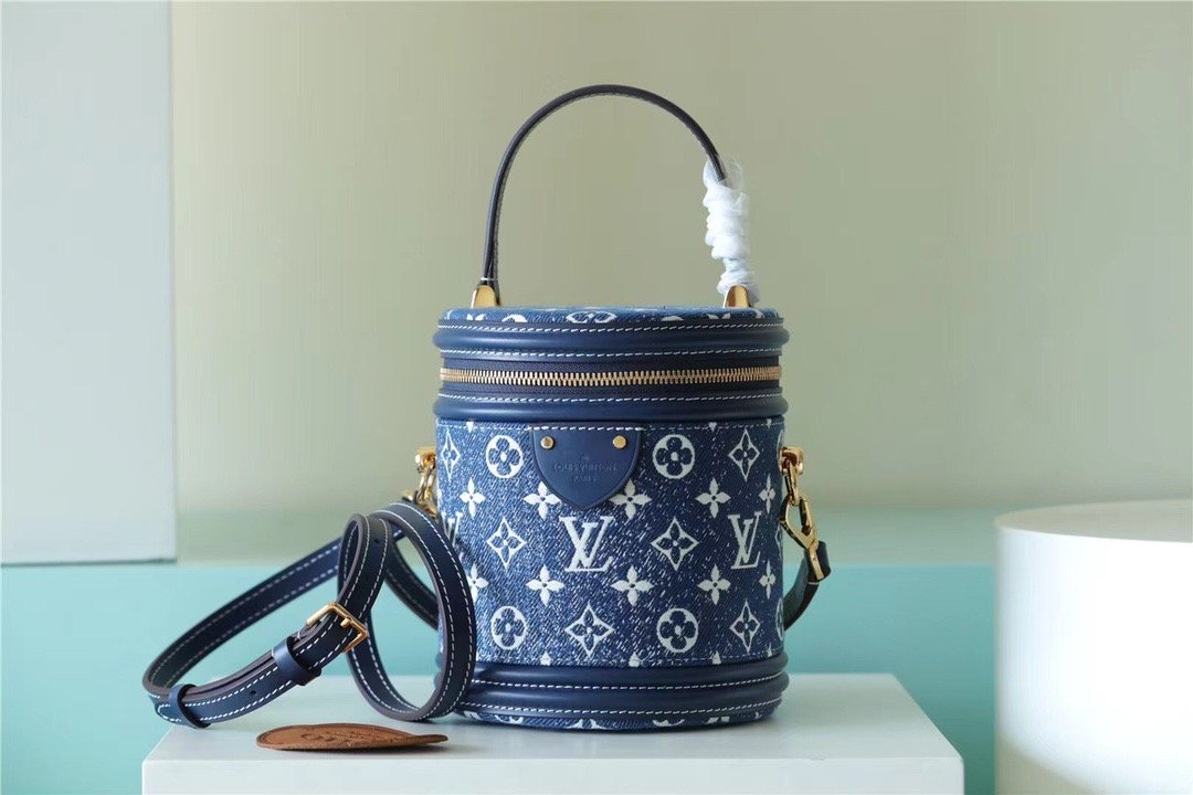 Louis Vuitton Cannes Monogram Denim By Nicolas Ghesquiere For Women, Women’s Bags, Shoulder And Crossbody Bags 6.7in/17cm LV