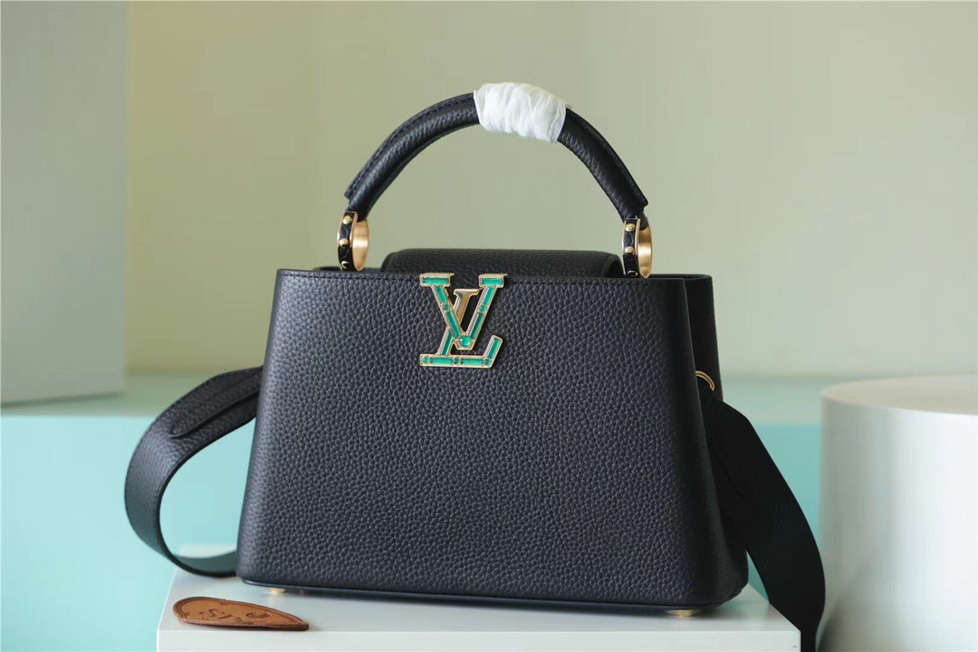 Louis Vuitton Capucines BB Taurillon Black For Women, Women’s Handbags, Shoulder And Crossbody Bags 26cm/10.6in LV