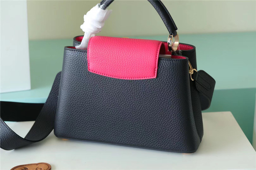 Louis Vuitton Capucines BB Taurillon Black/ Rose Berlingot For Women, Women’s Bags, Shoulder And Crossbody Bags 10.6in/27cm LV