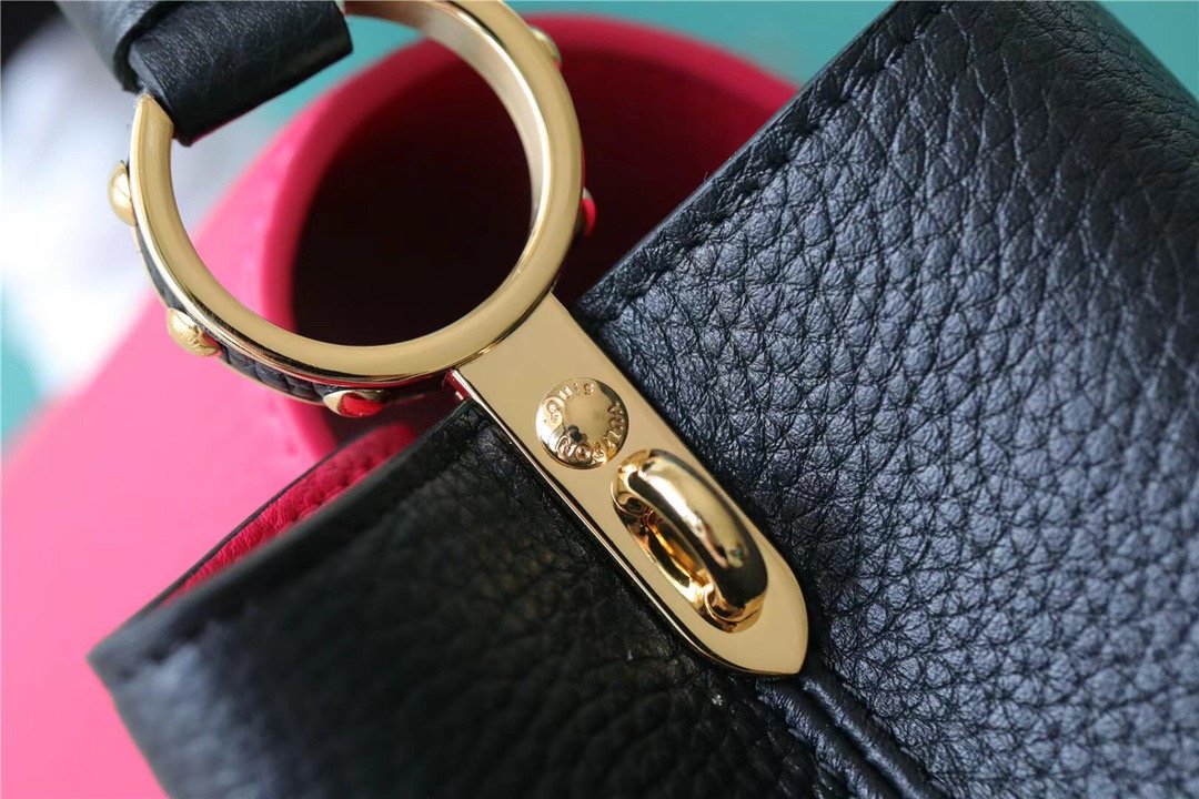 Louis Vuitton Capucines BB Taurillon Black/ Rose Berlingot For Women, Women’s Bags, Shoulder And Crossbody Bags 10.6in/27cm LV