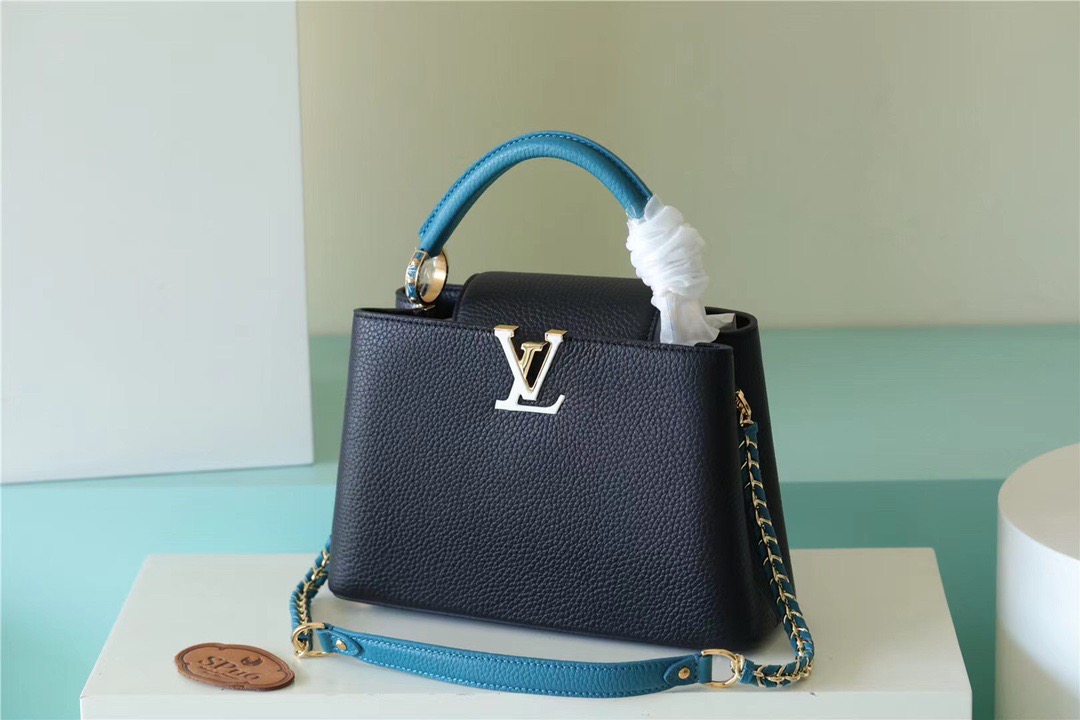 Louis Vuitton Capucines BB Taurillon Black/Blue For Women, Women’s Bags, Shoulder And Crossbody Bags 10.6in/27cm LV