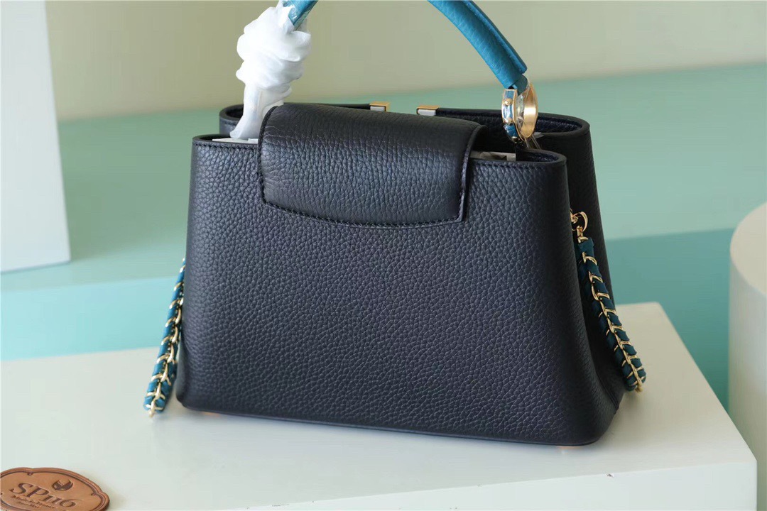 Louis Vuitton Capucines BB Taurillon Black/Blue For Women, Women’s Bags, Shoulder And Crossbody Bags 10.6in/27cm LV