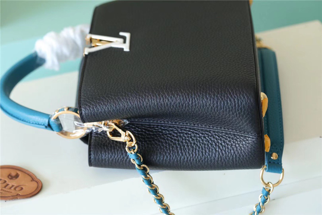Louis Vuitton Capucines BB Taurillon Black/Blue For Women, Women’s Bags, Shoulder And Crossbody Bags 10.6in/27cm LV