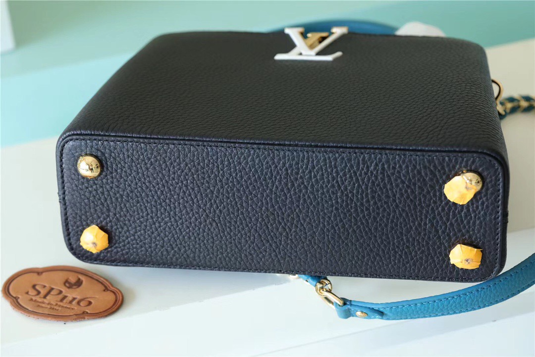 Louis Vuitton Capucines BB Taurillon Black/Blue For Women, Women’s Bags, Shoulder And Crossbody Bags 10.6in/27cm LV