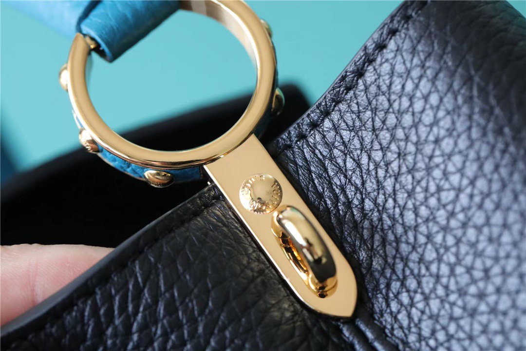 Louis Vuitton Capucines BB Taurillon Black/Blue For Women, Women’s Bags, Shoulder And Crossbody Bags 10.6in/27cm LV