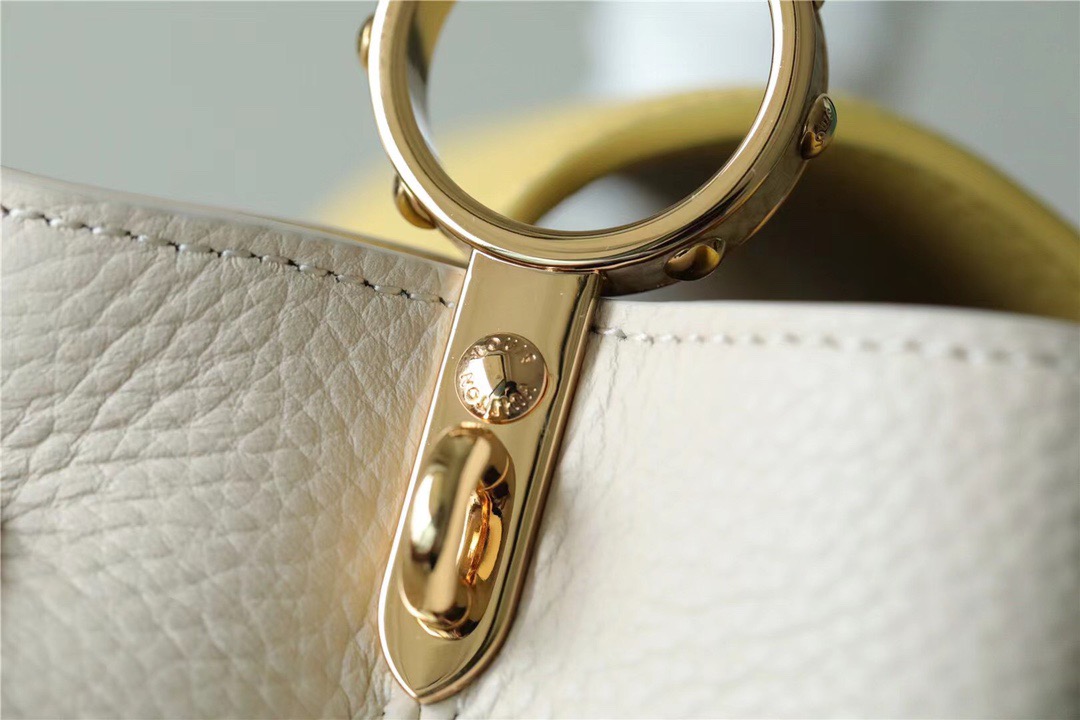 Louis Vuitton Capucines BB Taurillon Creme Beige/ Plume Yellow Berlingot For Women, Women’s Bags, Shoulder And Crossbody Bags 10.6in/27cm LV