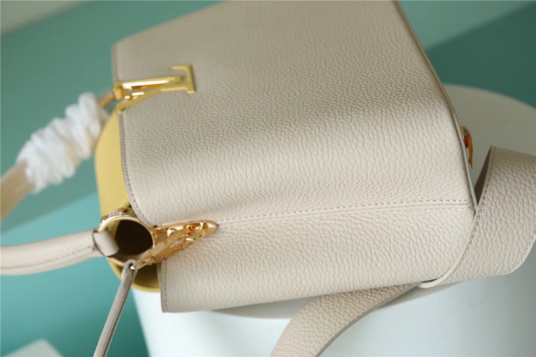 Louis Vuitton Capucines BB Taurillon Creme Beige/ Plume Yellow Berlingot For Women, Women’s Bags, Shoulder And Crossbody Bags 10.6in/27cm LV
