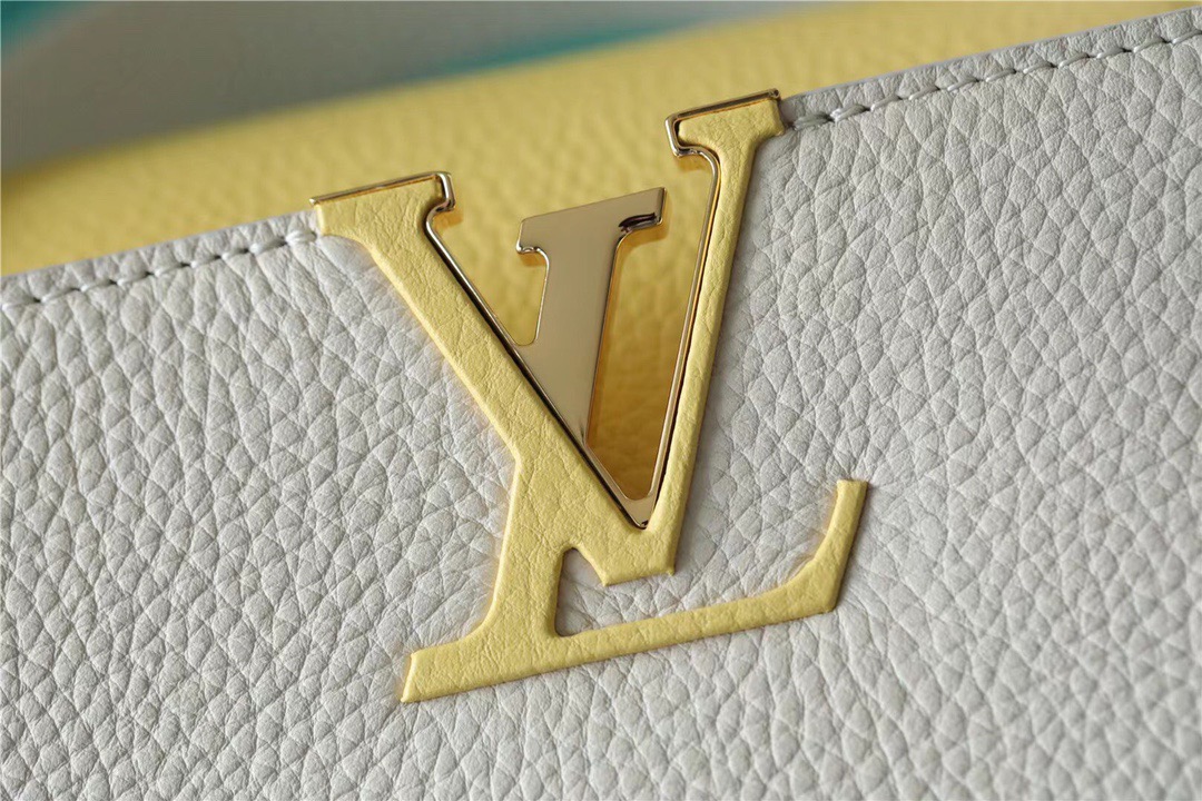 Louis Vuitton Capucines BB Taurillon Creme Beige/ Plume Yellow Berlingot For Women, Women’s Bags, Shoulder And Crossbody Bags 10.6in/27cm LV