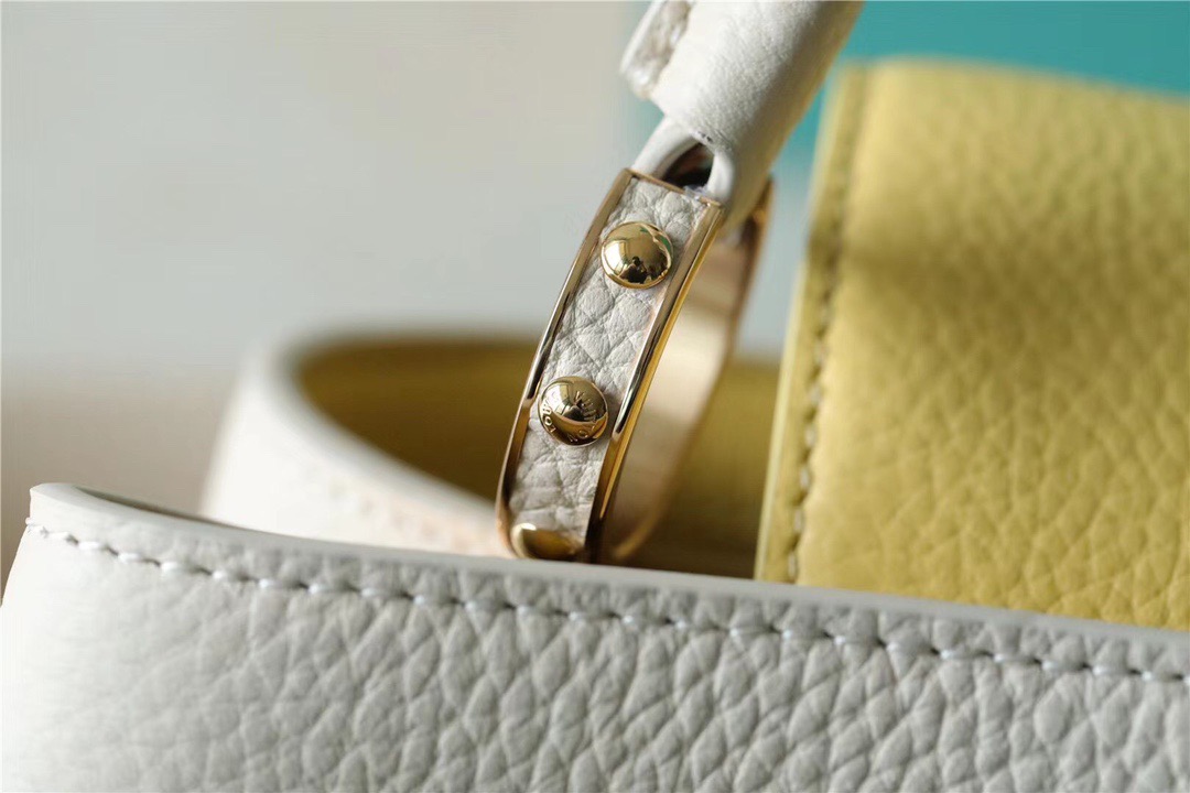 Louis Vuitton Capucines BB Taurillon Creme Beige/ Plume Yellow Berlingot For Women, Women’s Bags, Shoulder And Crossbody Bags 10.6in/27cm LV