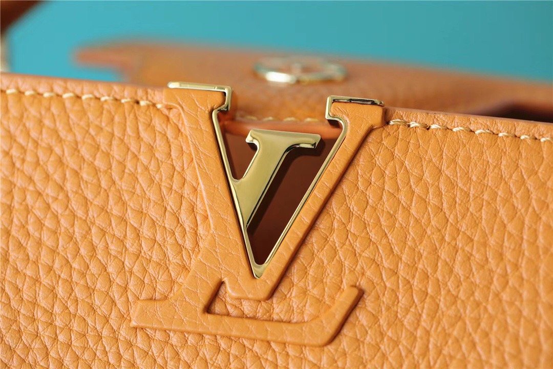 Louis Vuitton Capucines BB Taurillon Jaune Sunbeam For Women, Women’s Handbags, Shoulder And Crossbody Bags 27cm/10.6in LV 