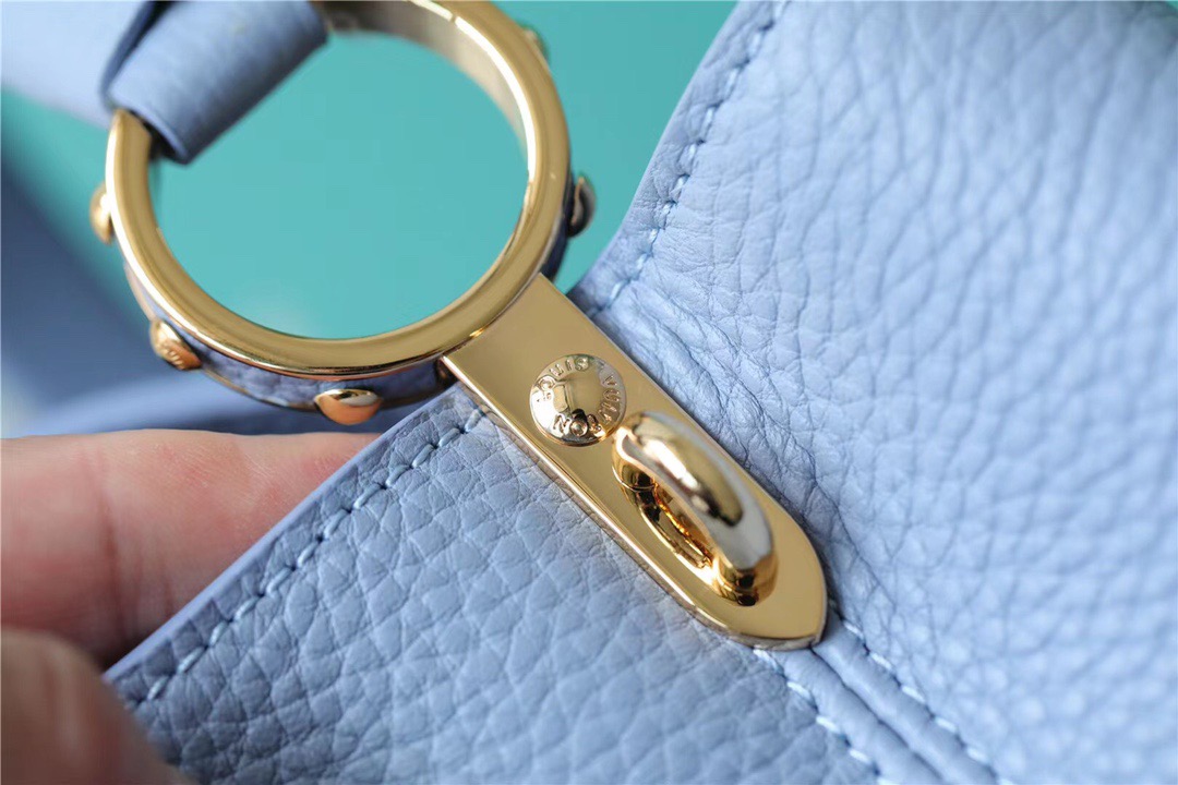 Louis Vuitton Capucines BB Taurillon Light Blue/ Beige For Women, Women’s Bags, Shoulder And Crossbody Bags 10.6in/27cm LV