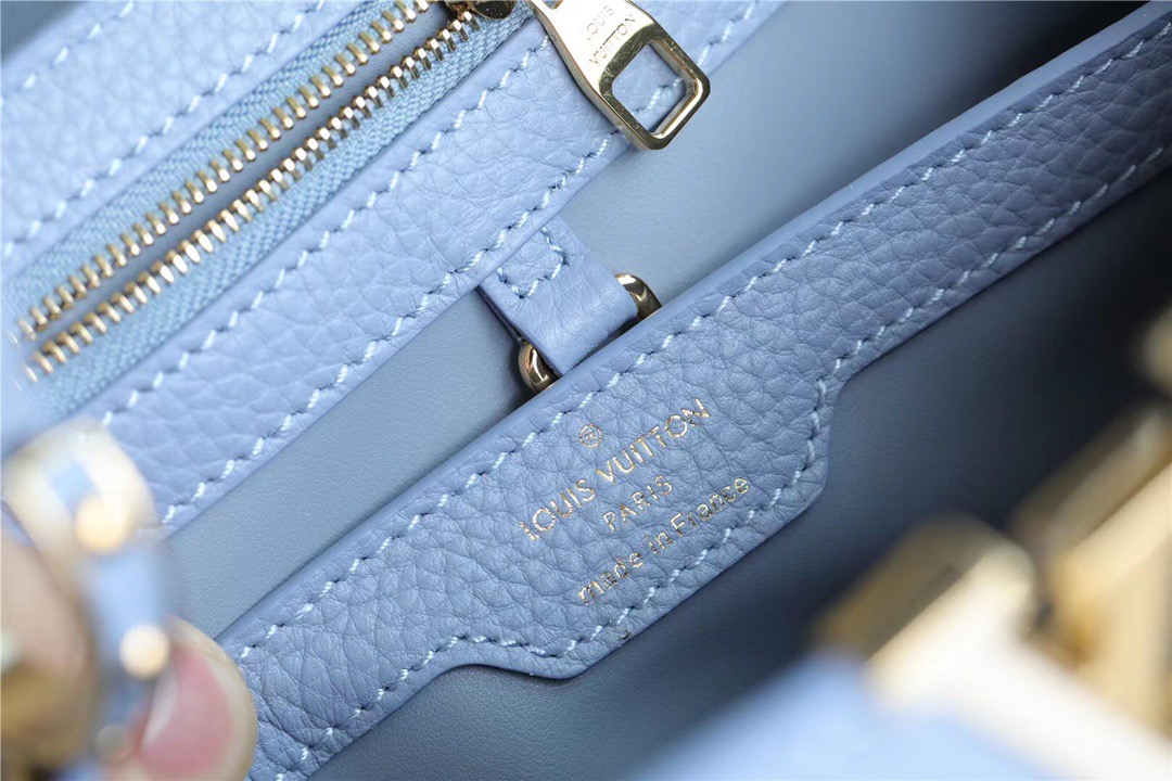 Louis Vuitton Capucines BB Taurillon Light Blue/ Beige For Women, Women’s Bags, Shoulder And Crossbody Bags 10.6in/27cm LV
