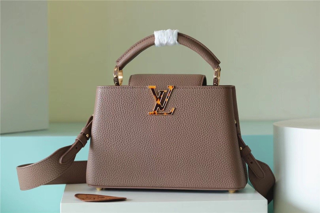 Louis Vuitton Capucines BB Taurillon Light Brown For Women, Women’s Handbags, Shoulder And Crossbody Bags 26cm/10.6in LV