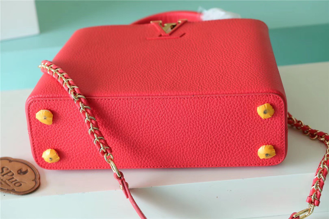 Louis Vuitton Capucines BB Taurillon Red For Women, Women’s Bags, Shoulder And Crossbody Bags 10.6in/27cm LV