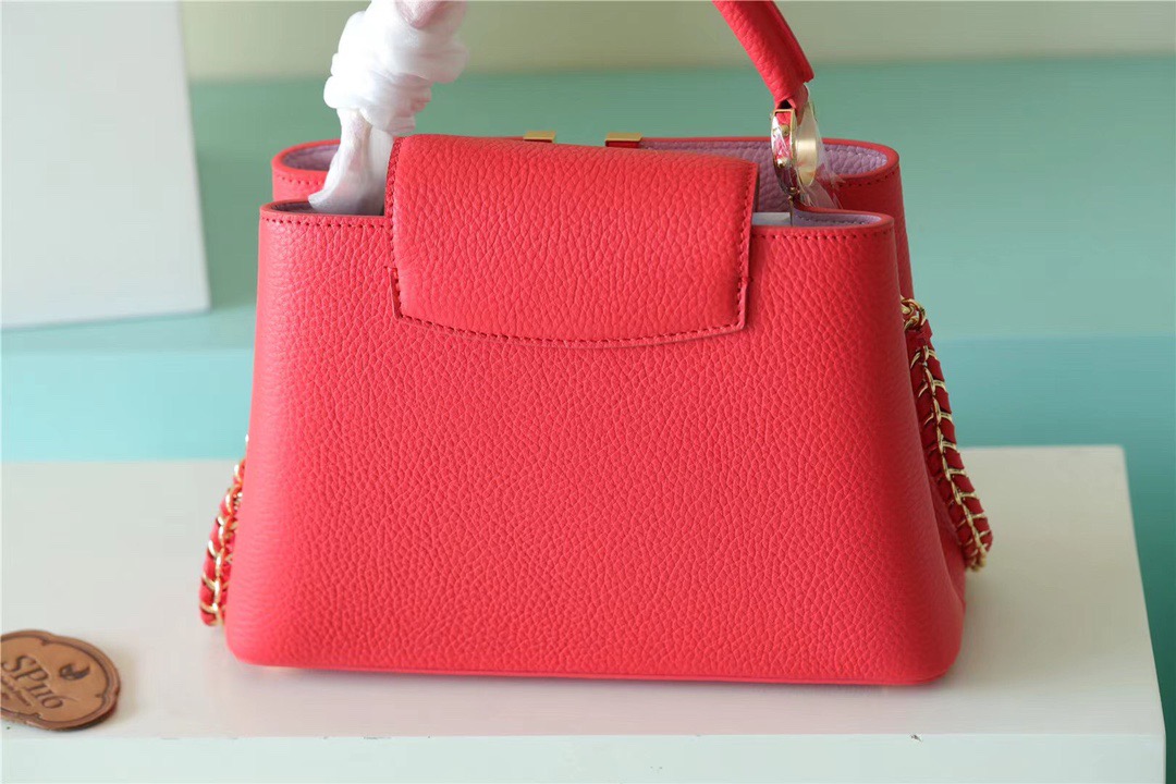 Louis Vuitton Capucines BB Taurillon Red For Women, Women’s Bags, Shoulder And Crossbody Bags 10.6in/27cm LV