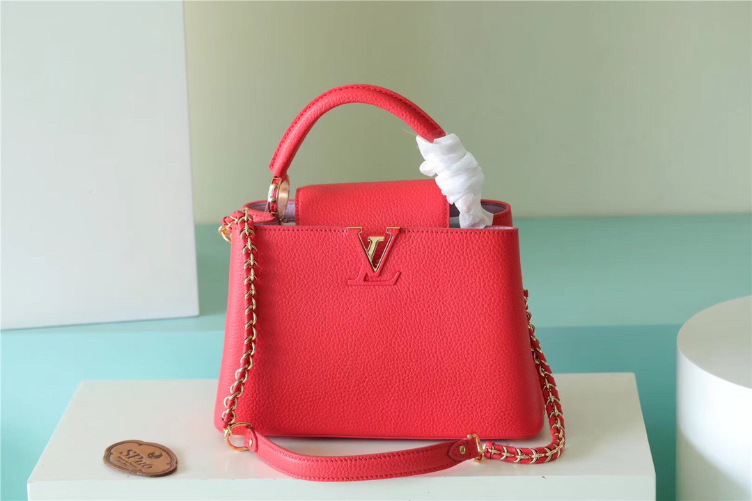 Louis Vuitton Capucines BB Taurillon Red For Women, Women’s Bags, Shoulder And Crossbody Bags 10.6in/27cm LV