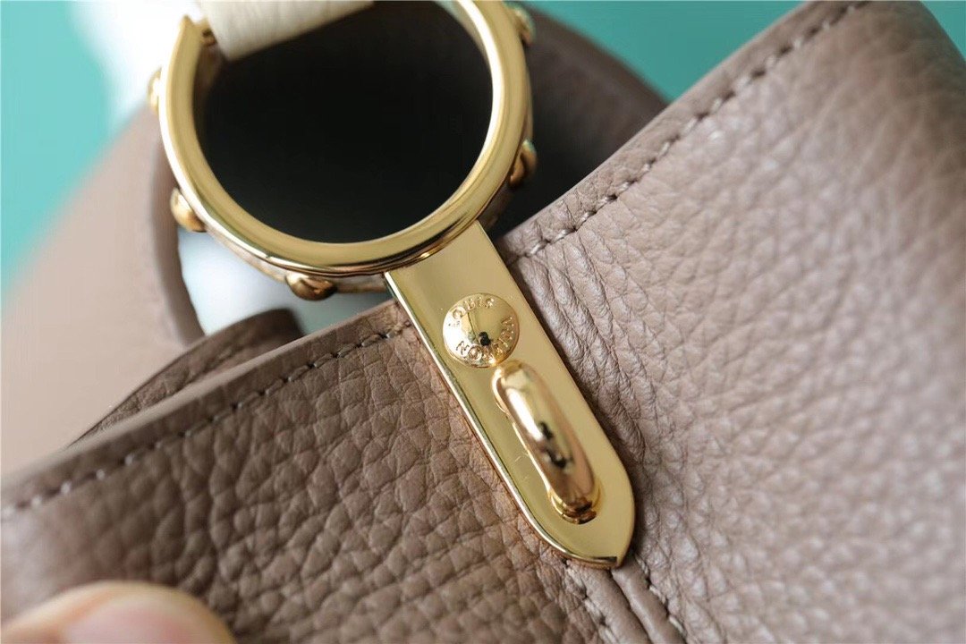 Louis Vuitton Capucines BB Taurillon Smokey Brown Green/ Creme/ Pink For Women, Women’s Bags, Shoulder And Crossbody Bags 10.6in/27cm LV