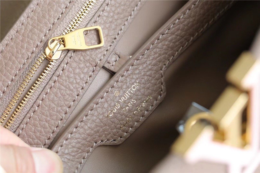 Louis Vuitton Capucines BB Taurillon Smokey Brown Green/ Creme/ Pink For Women, Women’s Bags, Shoulder And Crossbody Bags 10.6in/27cm LV