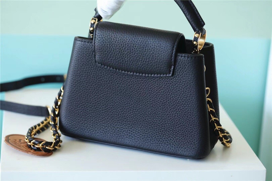 Louis Vuitton Capucines Mini Taurillon Black For Women, Women’s Handbags, Shoulder And Crossbody Bags 21cm/8.3in LV