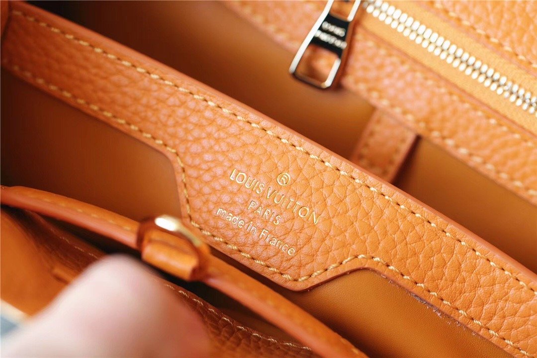 Louis Vuitton Capucines Mini Taurillon Jaune Sunbeam For Women, Women’s Handbags, Shoulder And Crossbody Bags 21cm/8.3in LV