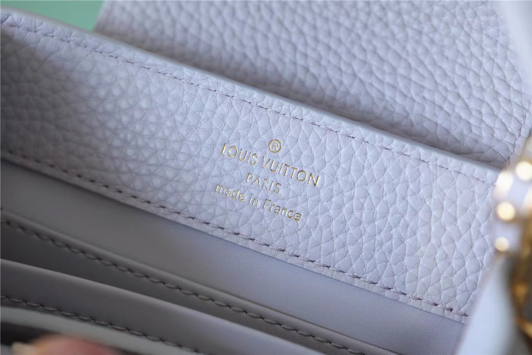 Louis Vuitton Capucines Mini Taurillon Light Blue/ Creme For Women, Women’s Handbags, Shoulder And Crossbody Bags 21cm/8.3in LV