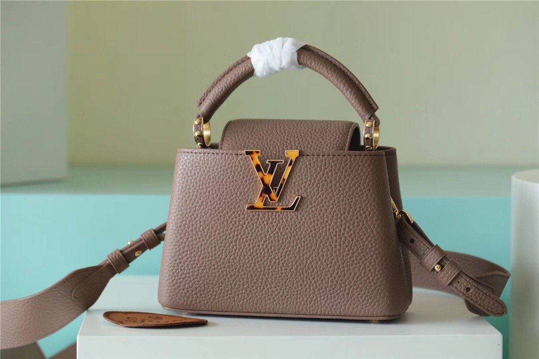 Louis Vuitton Capucines Mini Taurillon Light Brown For Women, Women’s Handbags, Shoulder And Crossbody Bags 21cm/8.3in