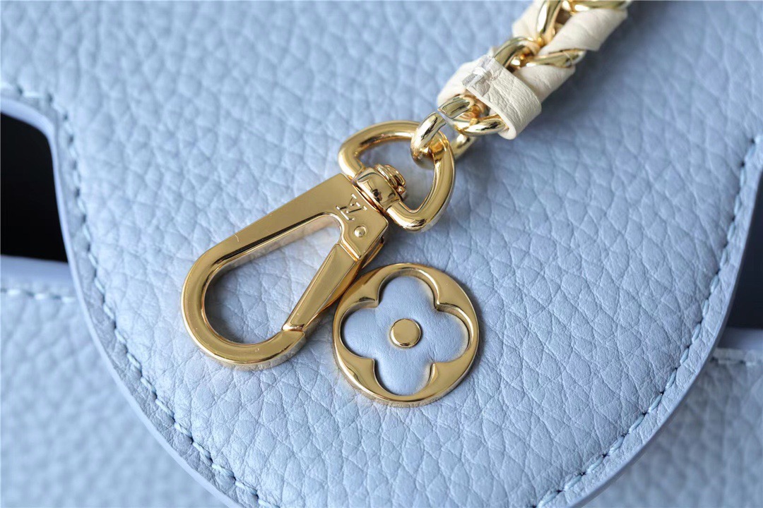 Louis Vuitton Capucines MM Taurillon Light Blue/ Beige For Women, Women’s Bags, Shoulder And Crossbody Bags 12.4in/31.5cm LV 