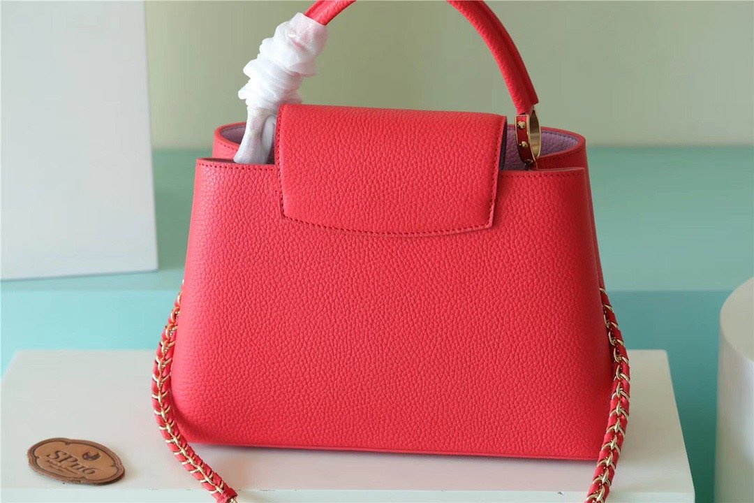 Louis Vuitton Capucines MM Taurillon Red For Women, Women’s Bags, Shoulder And Crossbody Bags 12.4in/31.5cm LV 