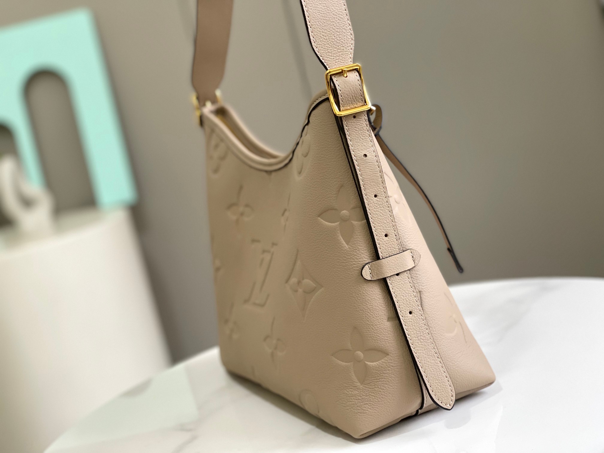 Louis Vuitton CarryAll PM Monogram Empreinte Cream For Women 11.8in/29cm