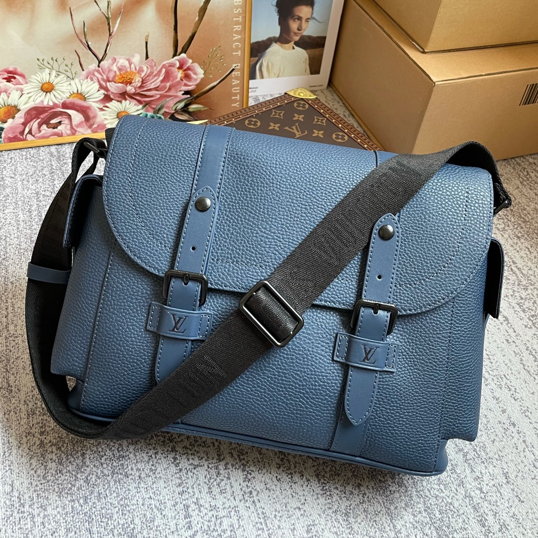 Louis Vuitton Christopher Messenger Taurillon Blue For Men, Men’s Bags, Shoulder And Crossbody Bags 11.4in/29cm