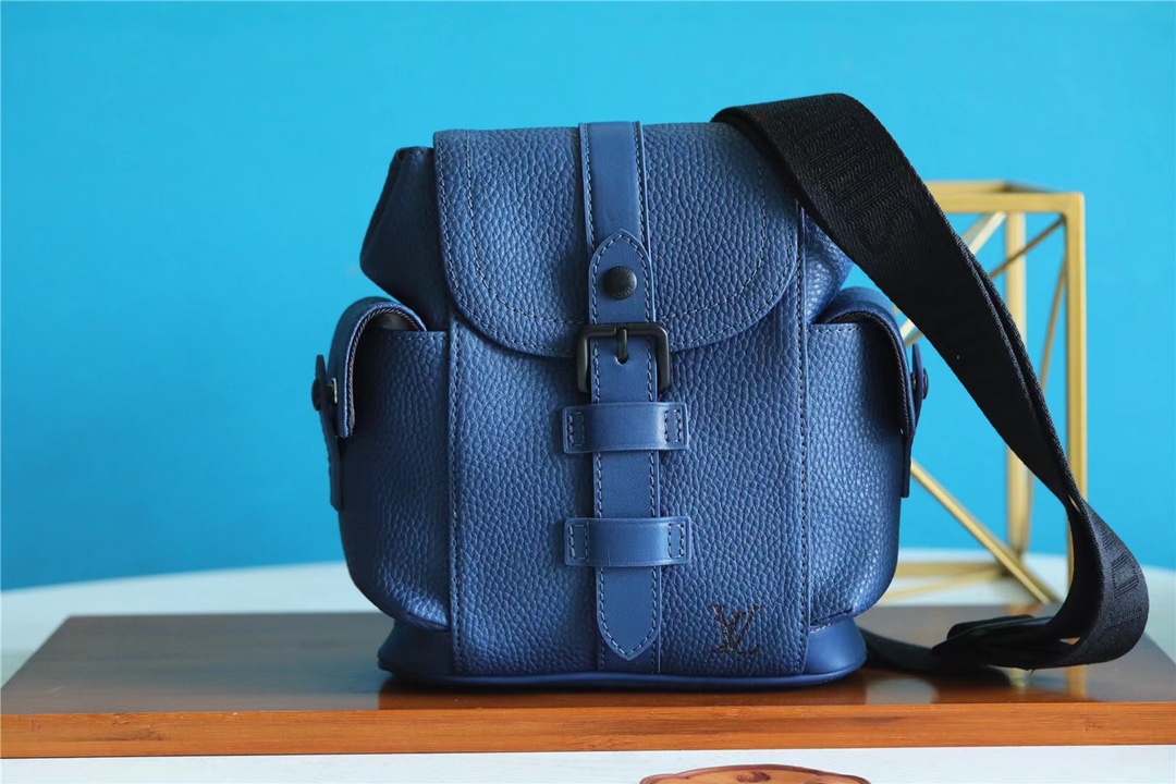 Louis Vuitton Christopher XS Taurillon Blue For Men, Men’s Bags, Shoulder And Crossbody Bags 7.7in/19.5cm LV