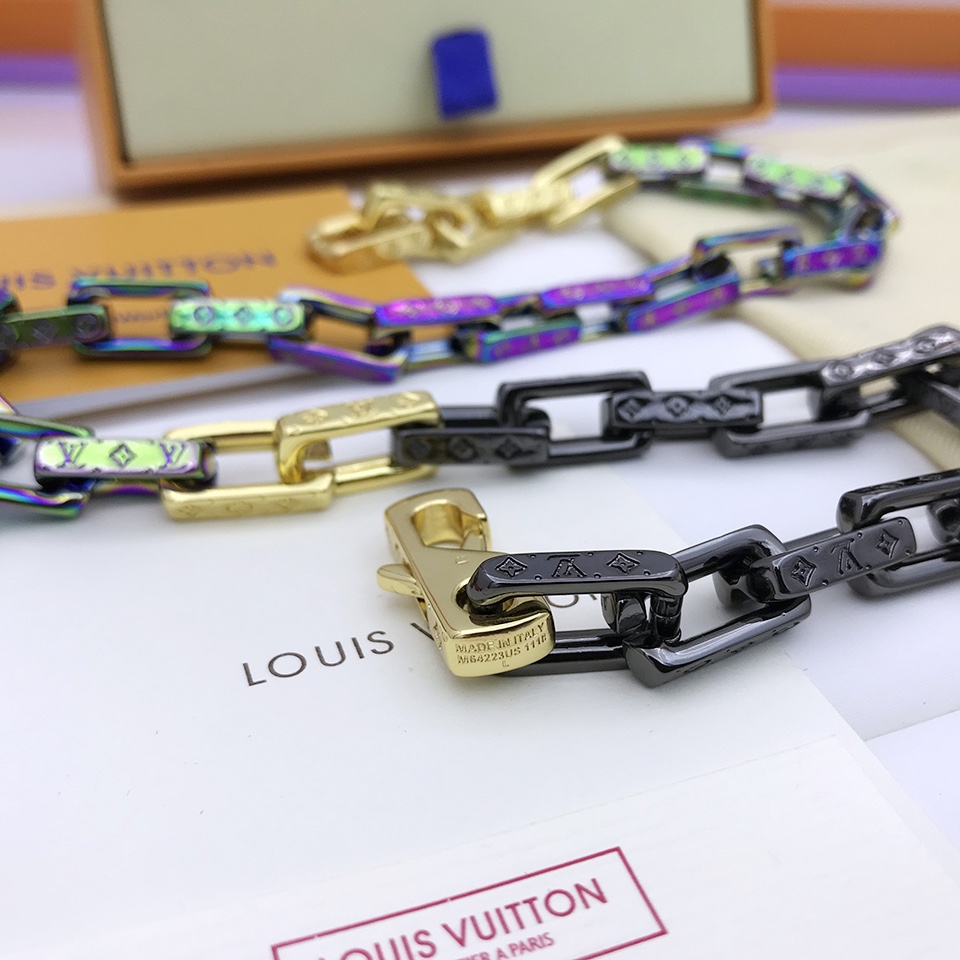 Louis Vuitton Combinating Color Monogram Chain Necklace Multicolor For Men