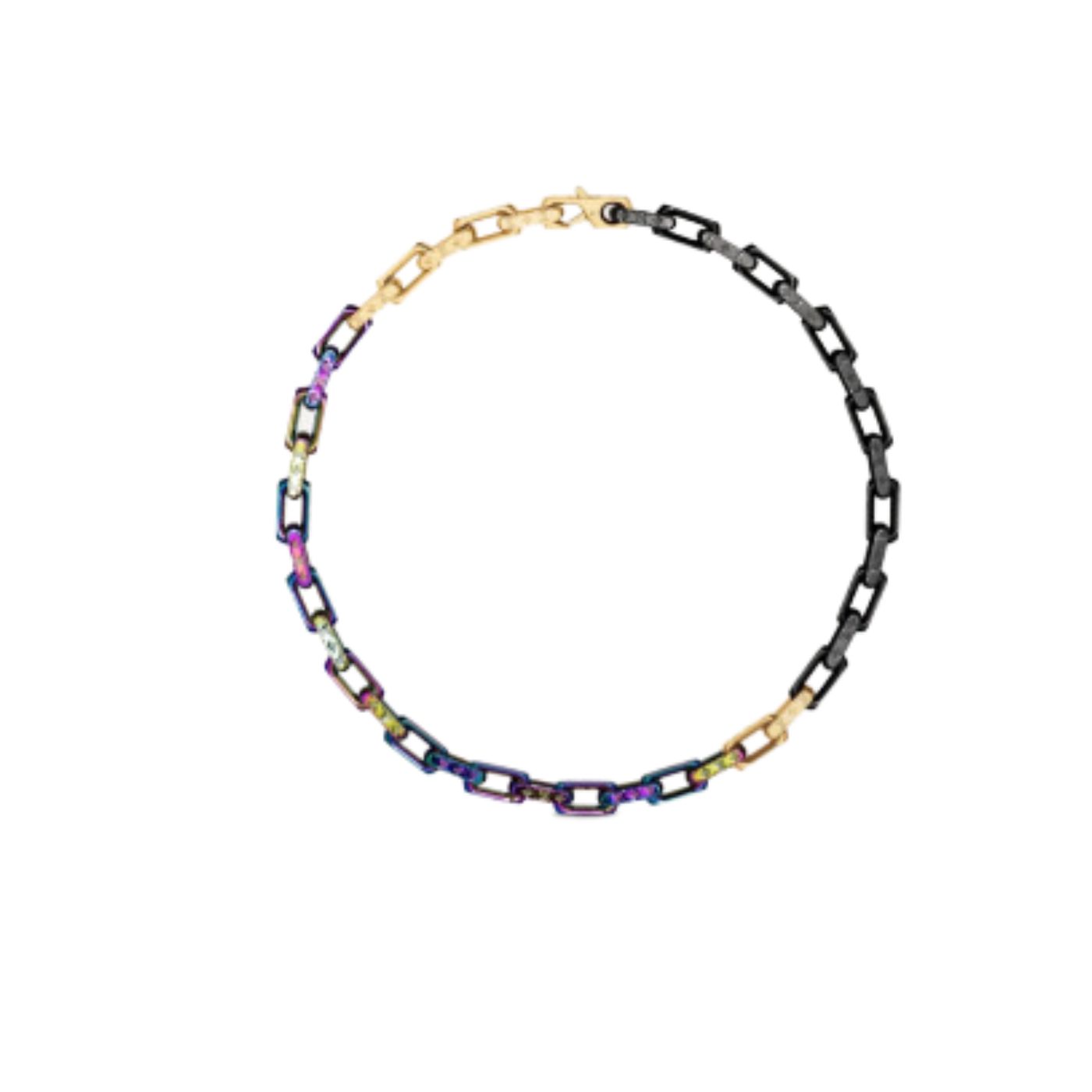 Louis Vuitton Combinating Color Monogram Chain Necklace Multicolor For Men