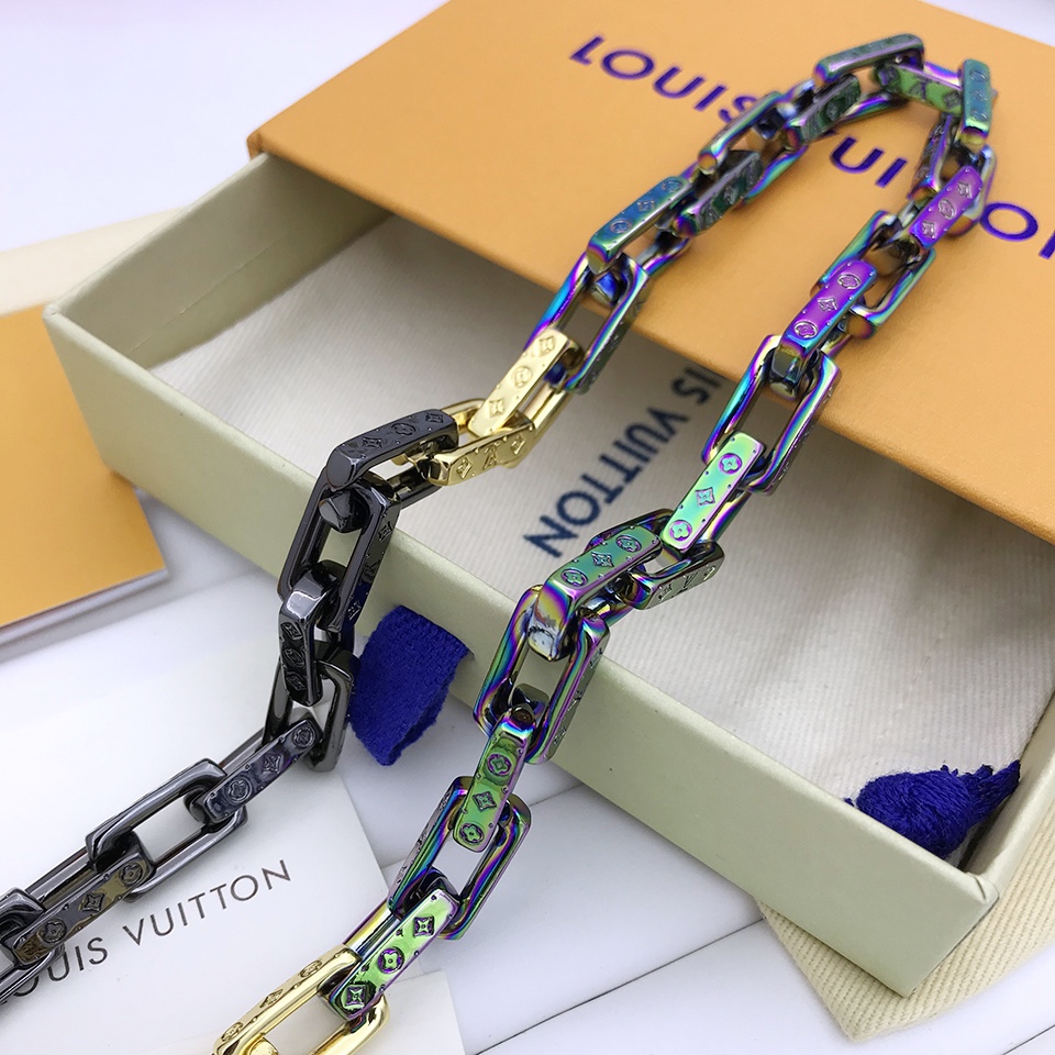Louis Vuitton Combinating Color Monogram Chain Necklace Multicolor For Men