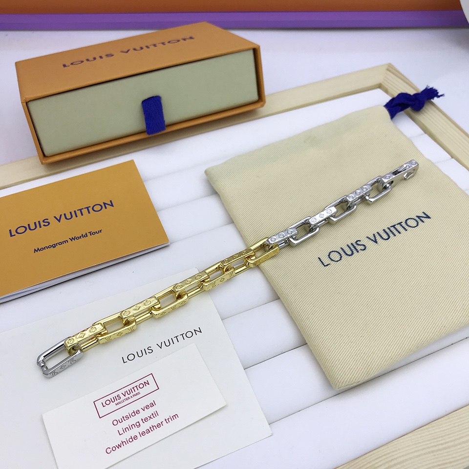 Louis Vuitton Combinating Two Colors Monogram Chain Bracelet Multicolor For Men