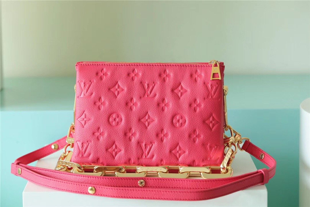 Louis Vuitton Coussin BB Grain Fluo Pink For Women, Women’s Bags, Shoulder And Crossbody Bags 8.3in/21cm