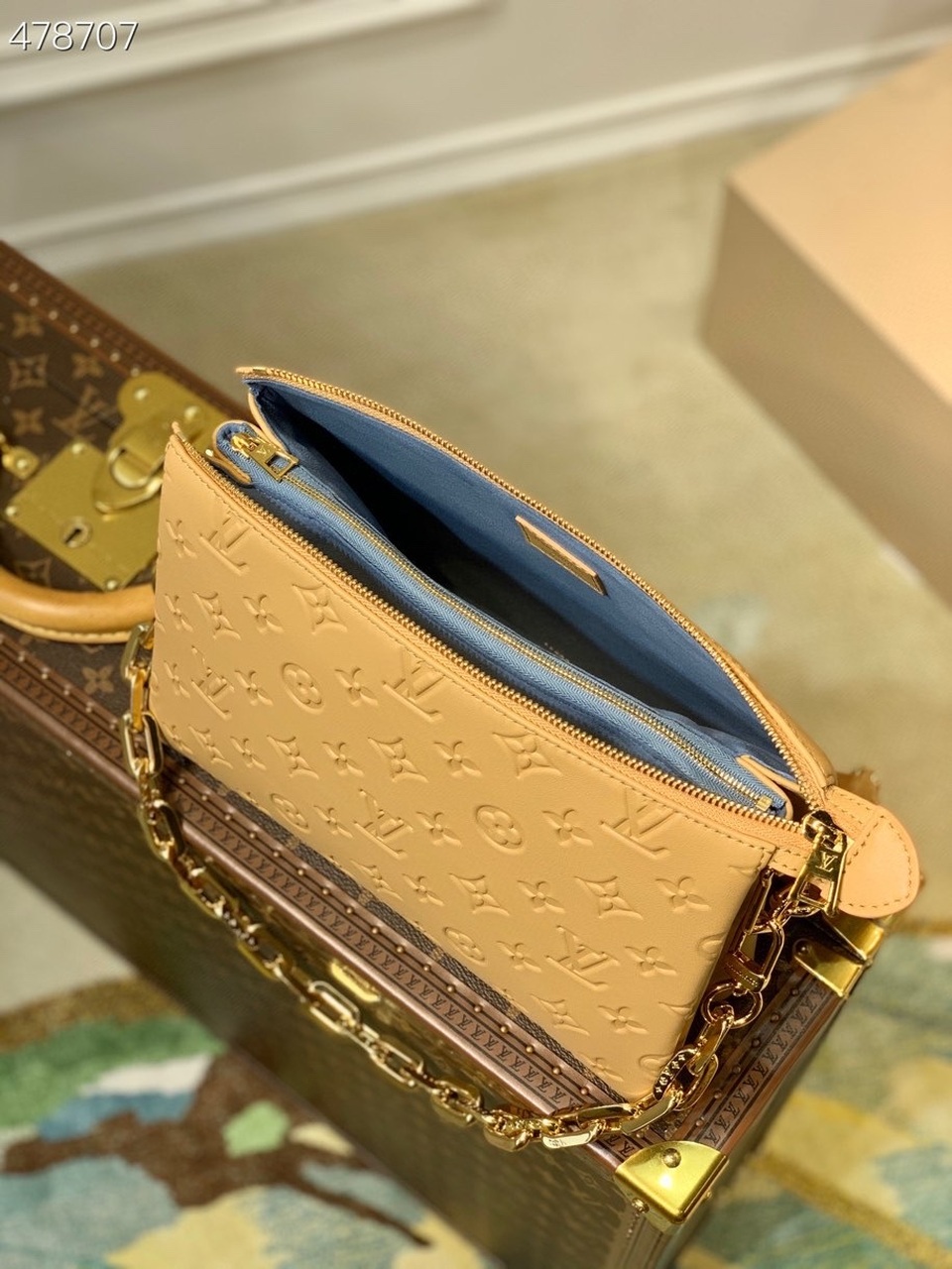 Louis Vuitton Coussin PM Monogram Embossed Puffy Cream For Women, Women’s Handbags, Shoulder And Crossbody Bags 10.2in/26cm LV